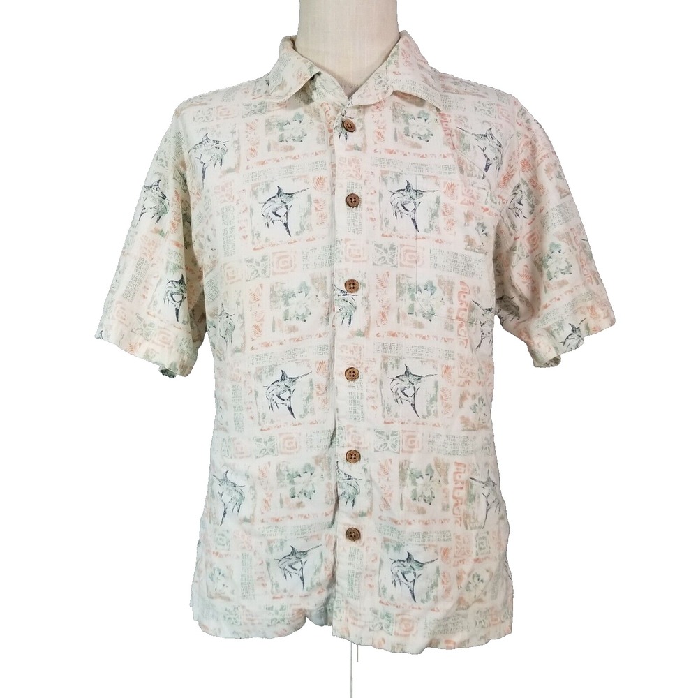 Wide World Sportsman shirt men's large short sleeve Marlin all over print